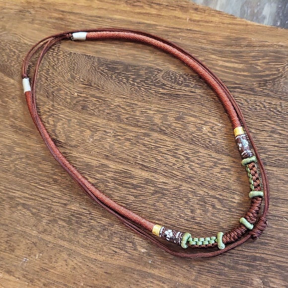 Vintage Long Silk Wrapped Necklace - Picture 3 of 6